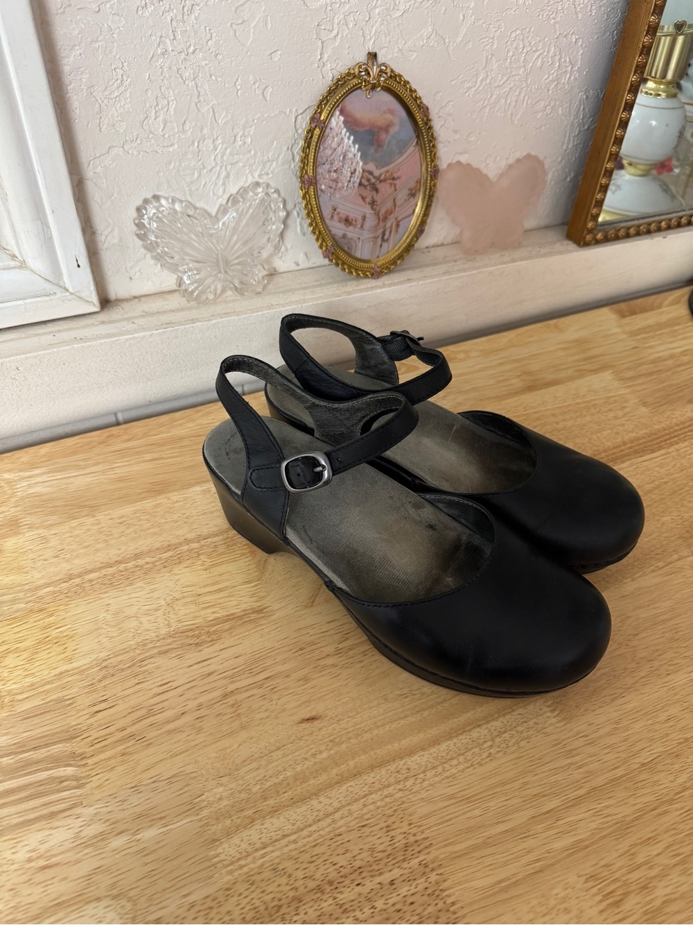 Dansko Black Leather Mary Jane Clogs Comfort Slip-On Shoes EU 39 US 8.5-9 - Picture 10 of 16